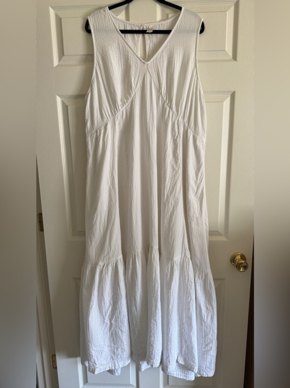 Pact Organic Cotton Tiered Maxi Dress with Pockets | Size XXL | White